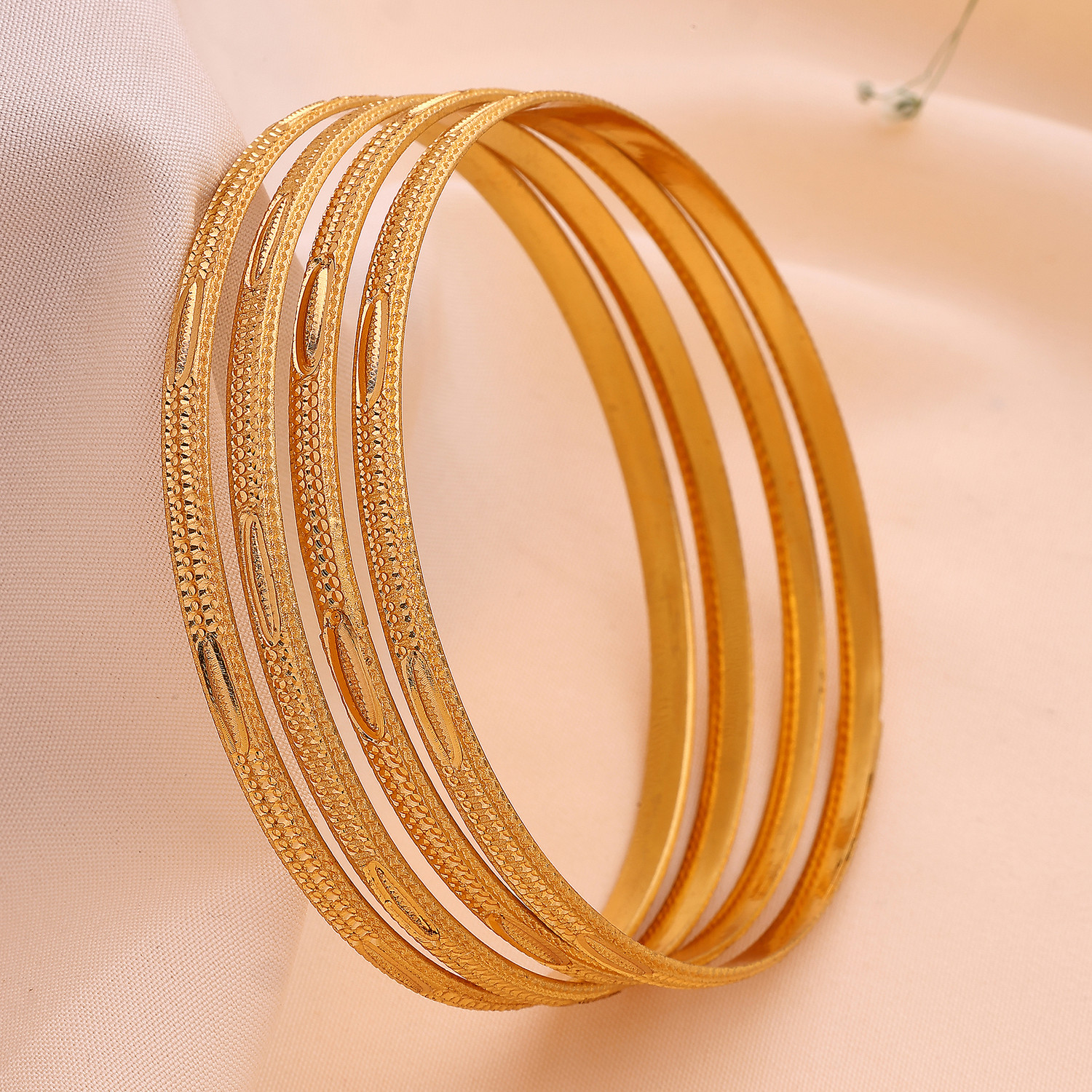 Image of ZENEME Alloy Gold-plated Bangle Set (Pack of 4)