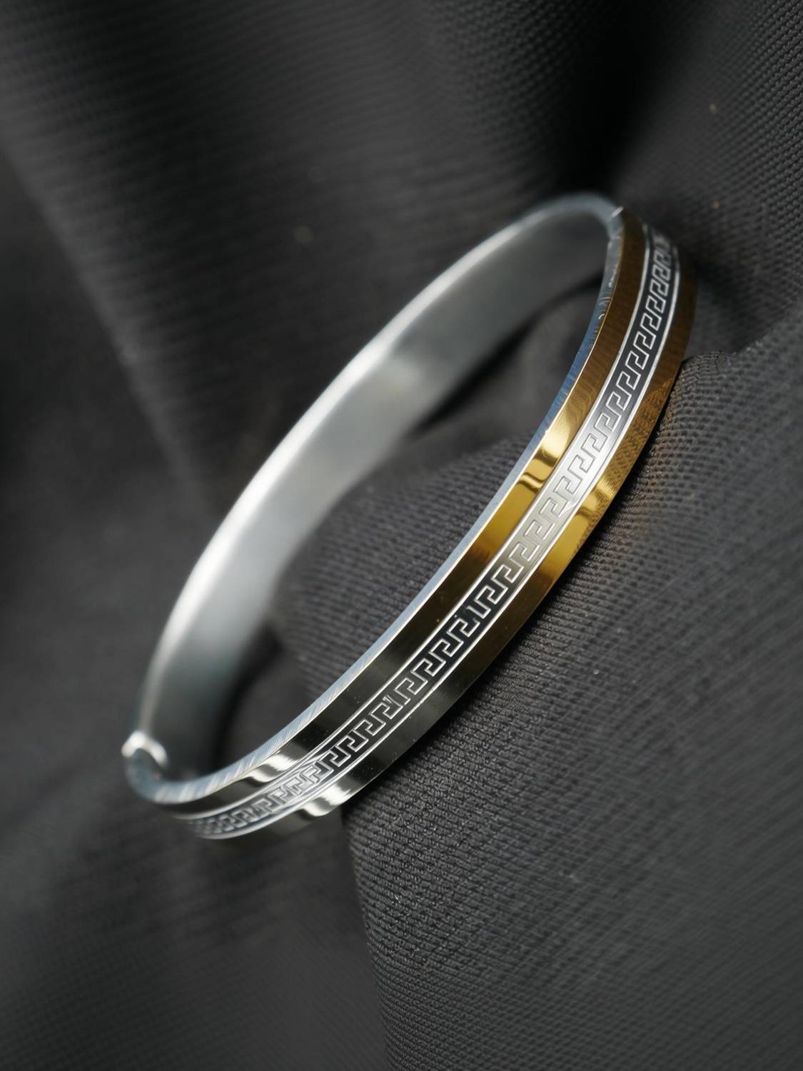 Antico Stainless Steel Gold-plated, Sterling Silver Kada