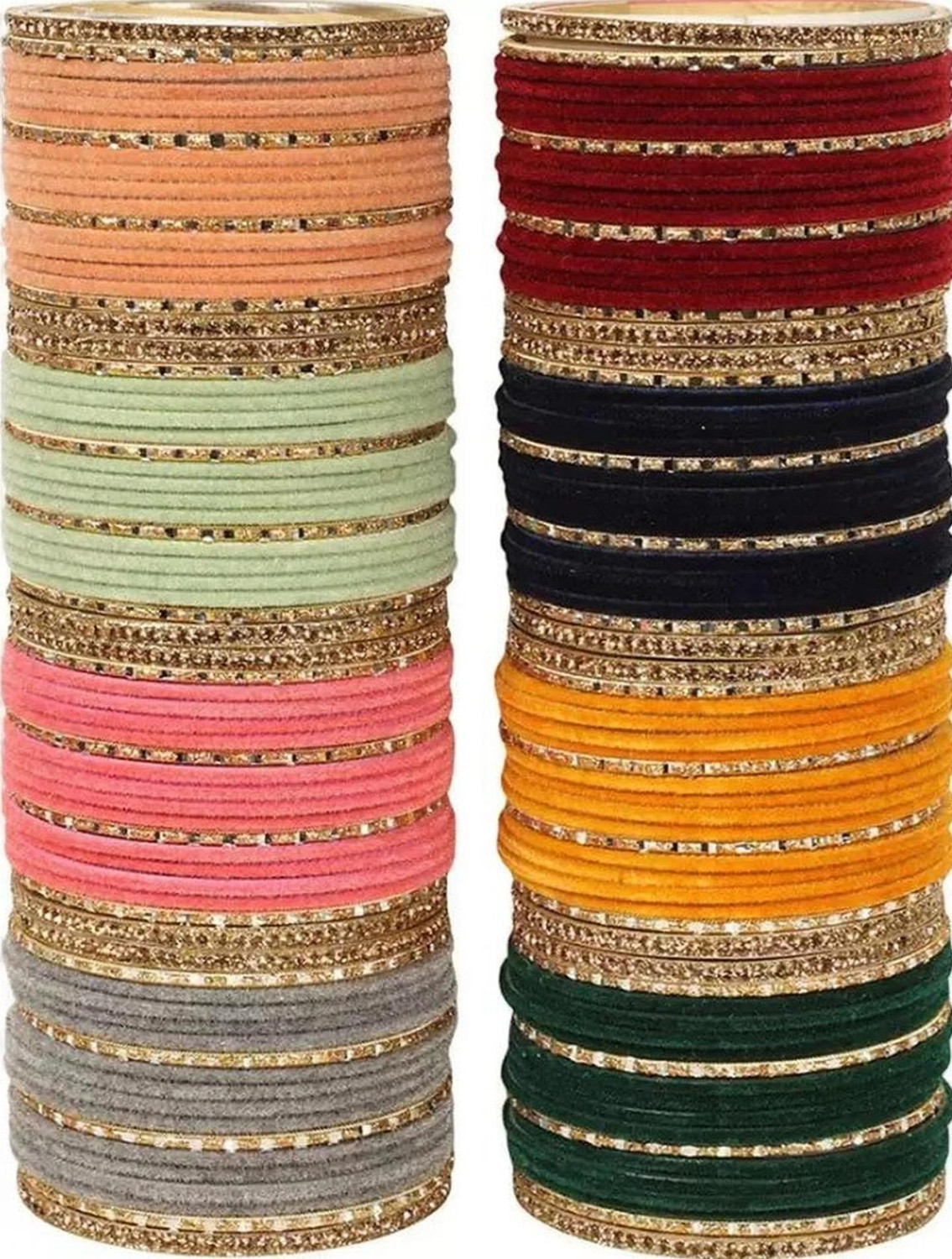 Image of Rajwadi Metal, Lac, Alloy Cubic Zirconia Bangle Set