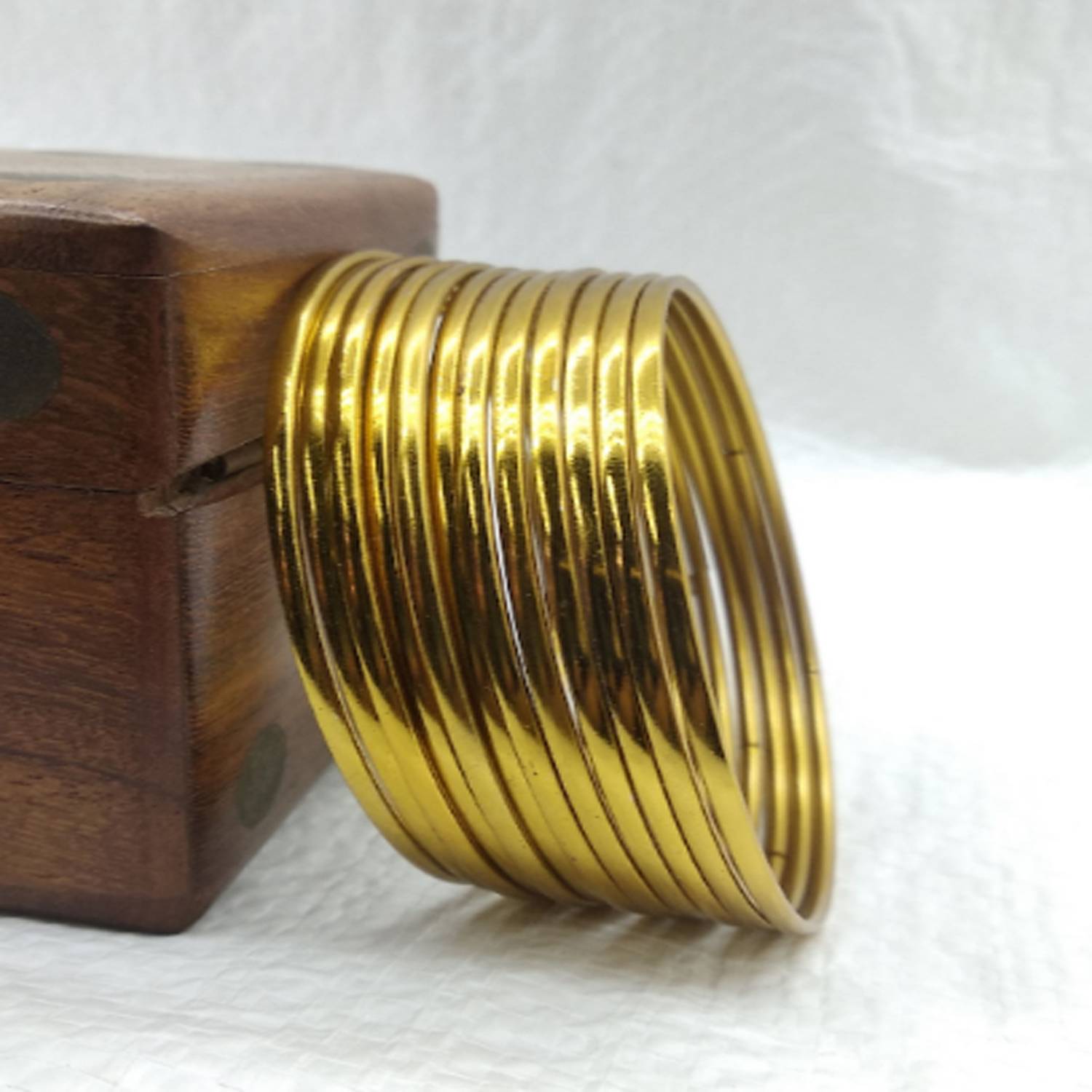 Balasundri Metal, Oxidised Silver Gold-plated Bangle Set