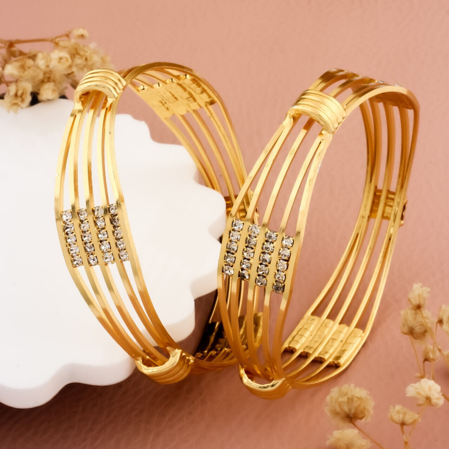 Image of Gajanand Enterprise Brass Gold-plated Bangle Set