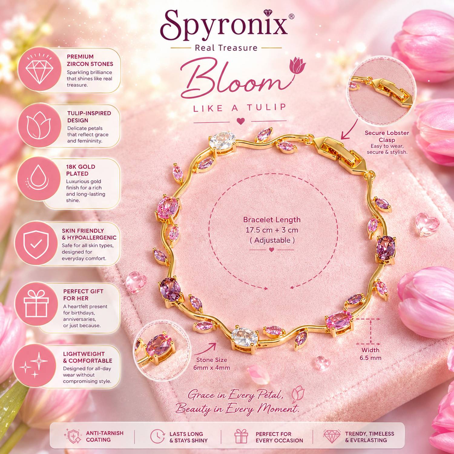 spyronix Gold-plated Cubic Zirconia Bracelet - Image 3