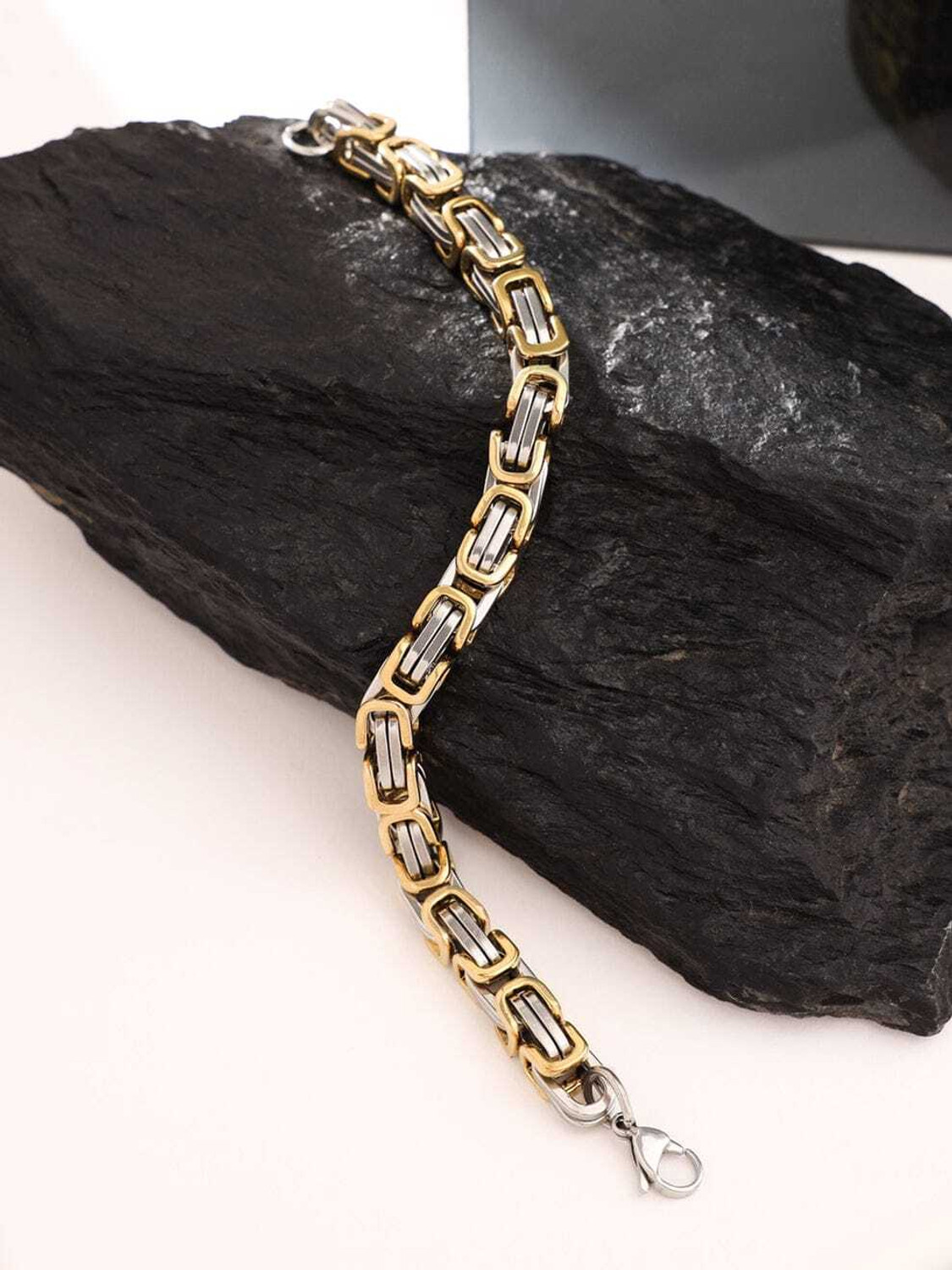 Image of SPYRONIX REAL TREASURE Stainless Steel Gold-plated, Silver Bracelet