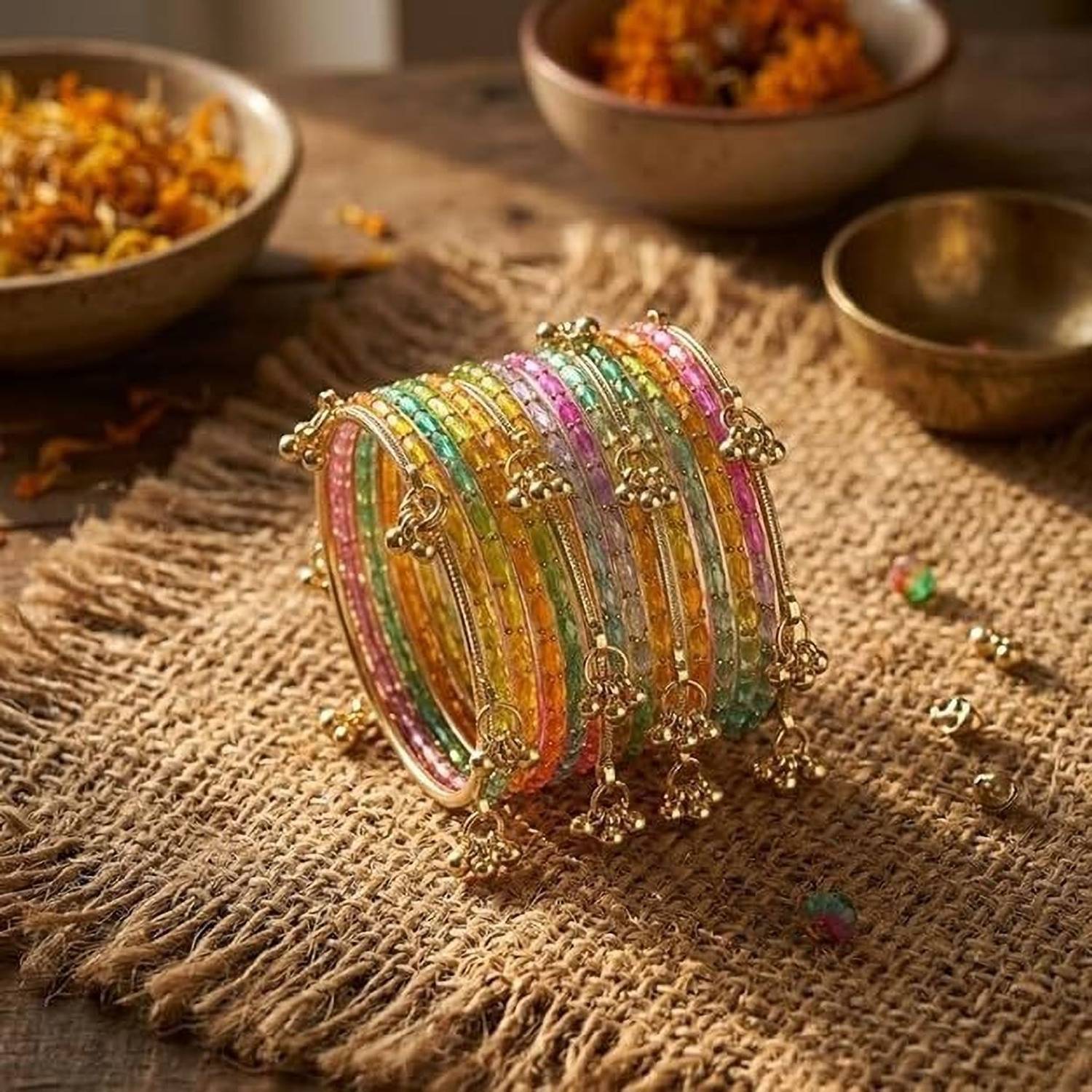 Amar Beauty and Jewls Metal Beads Bangle Set Pack of 16 - Image 2