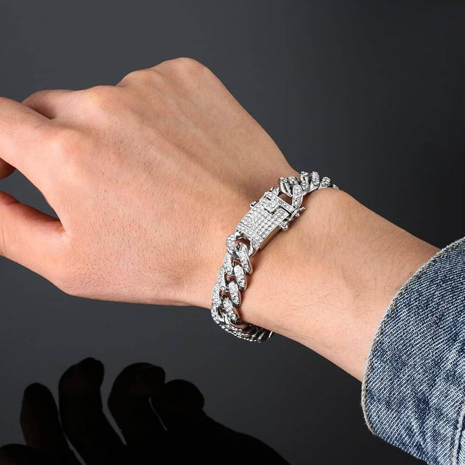 Tarun Stainless Steel Cubic Zirconia Diamond Bracelet - Image 4