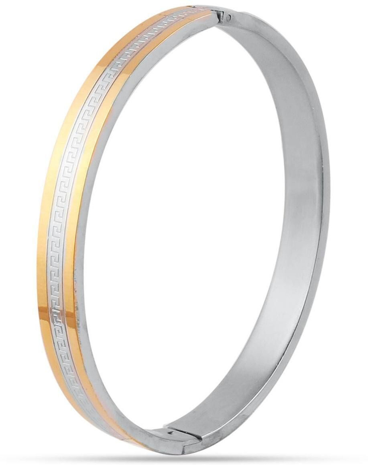 Image of GKKAKADIYA Stainless Steel Silver, Gold-plated Kada