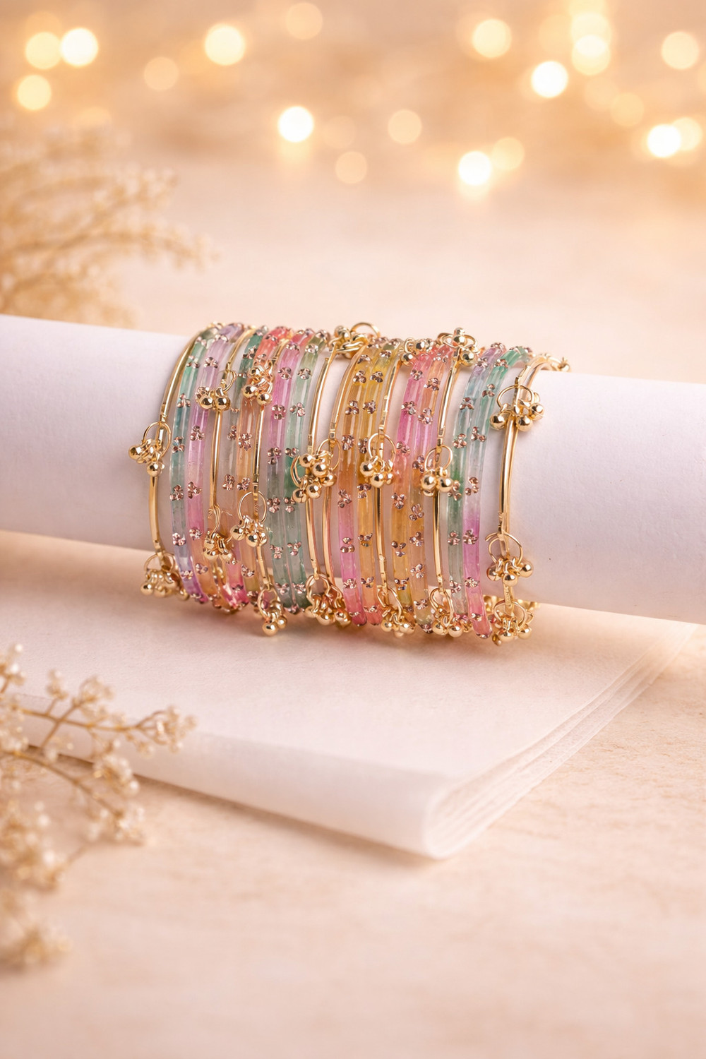 Image of celebrationdoor Glass, Alloy Crystal, Rhinestone Bangle Set