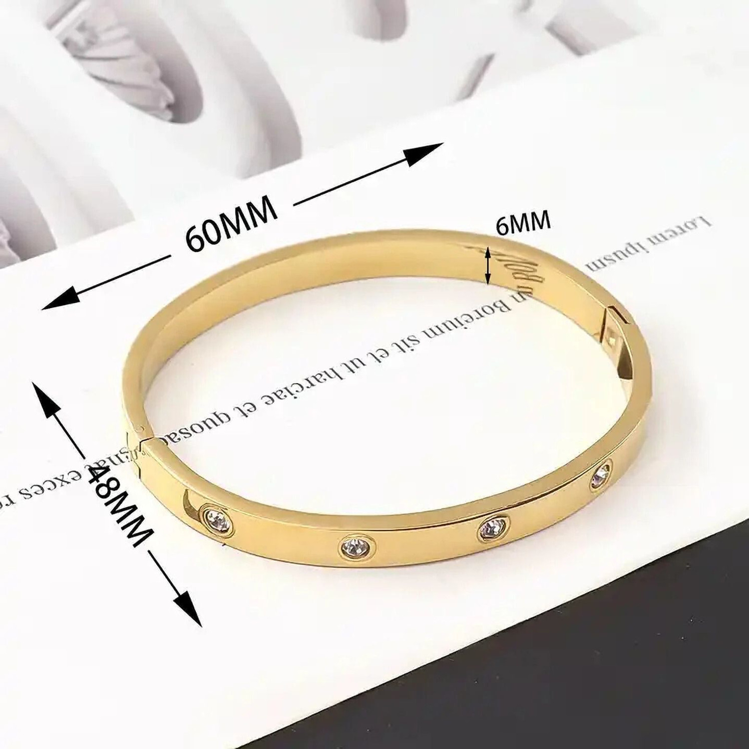 Image of Royatto Stainless Steel Cubic Zirconia Gold-plated Bracelet