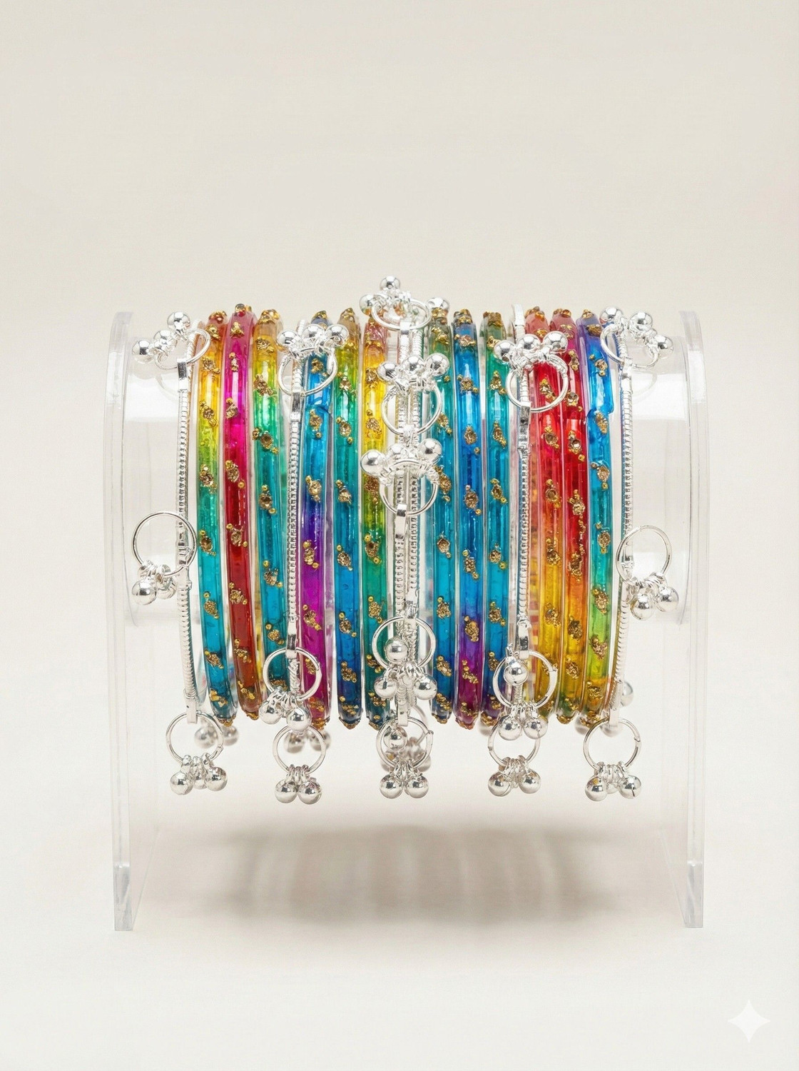 Image of MM Jewels Metal, Glass Bangle Set