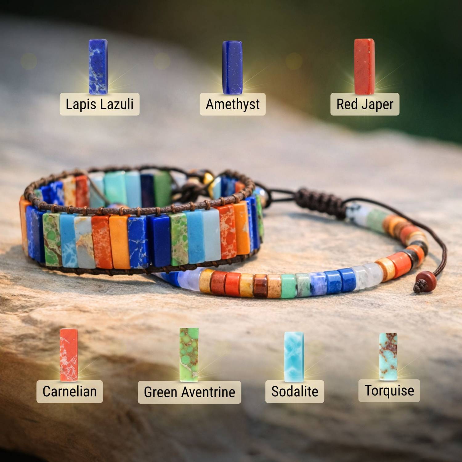 Japam 7 Chakra Turquoise, Lapis Lazuli Bracelet - Image 2