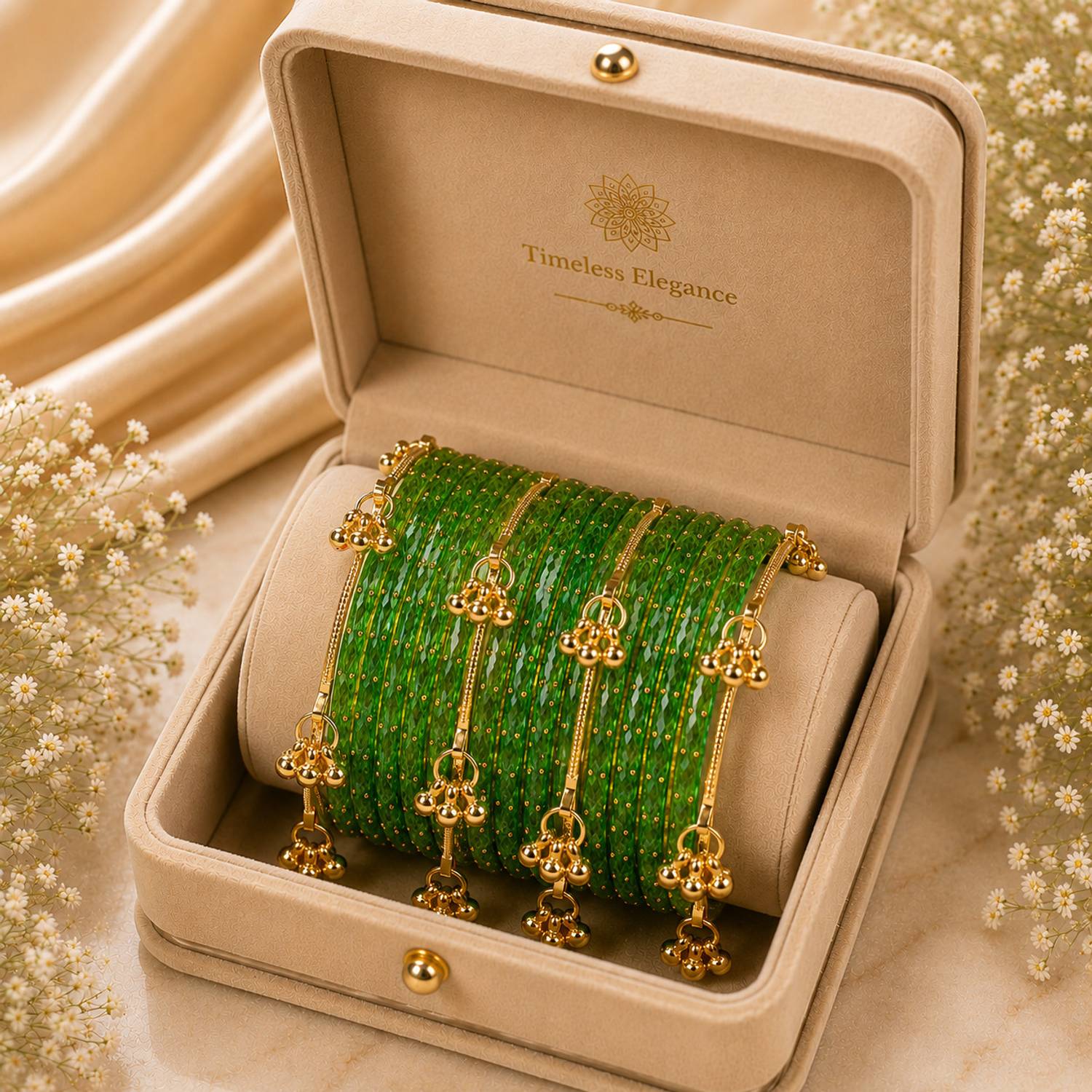 Ramaa Gold-Plated Glass Bangle Set Pack of 16 - Image 2