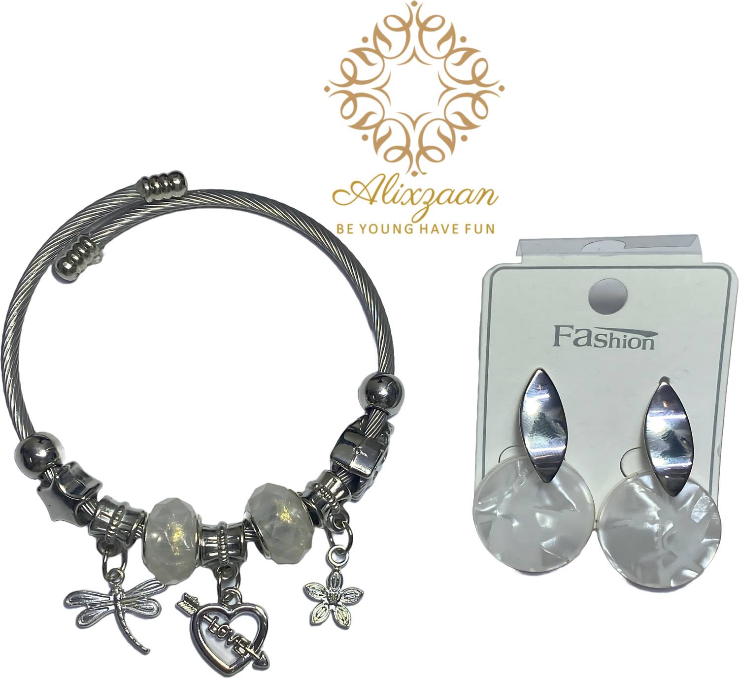Alixzaan Metal, Plastic Cubic Zirconia Silver Coated Bracelet Set