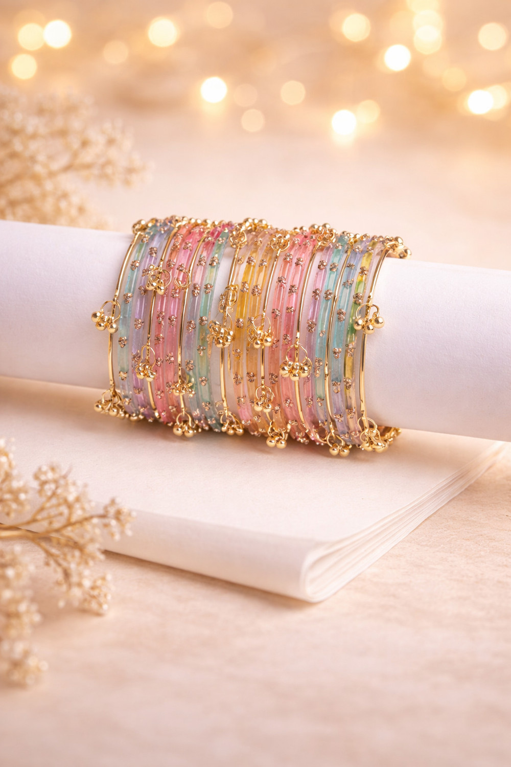Image of celebrationdoor Glass, Alloy Crystal, Rhinestone Bangle Set