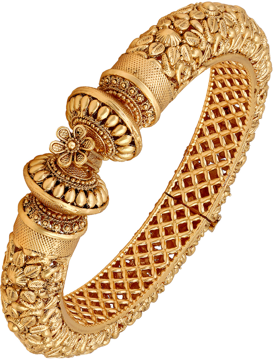 Image of ACCESSHER Brass Emerald Gold-plated Bangle