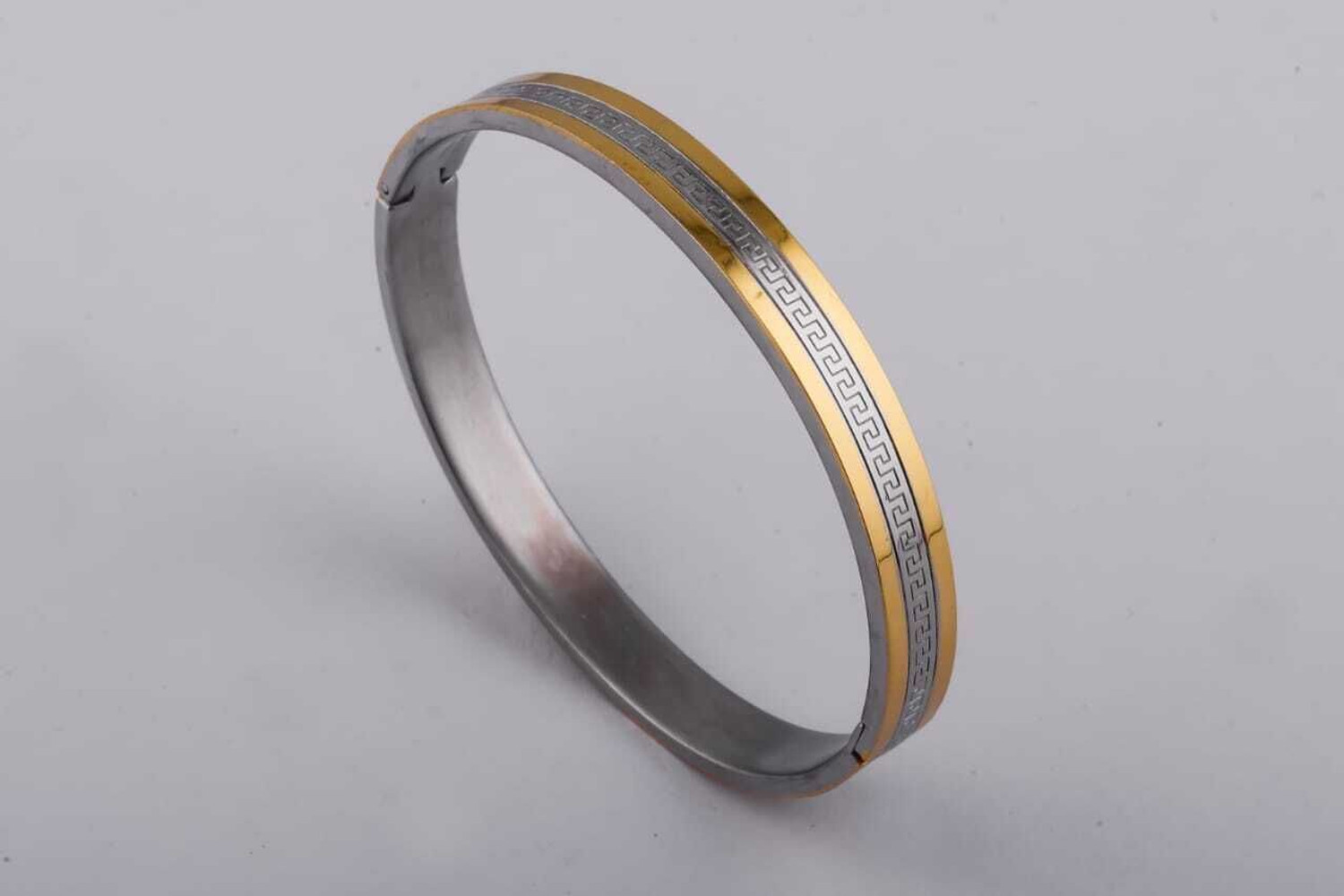Image of GKKAKADIYA Stainless Steel Silver, Gold-plated Kada