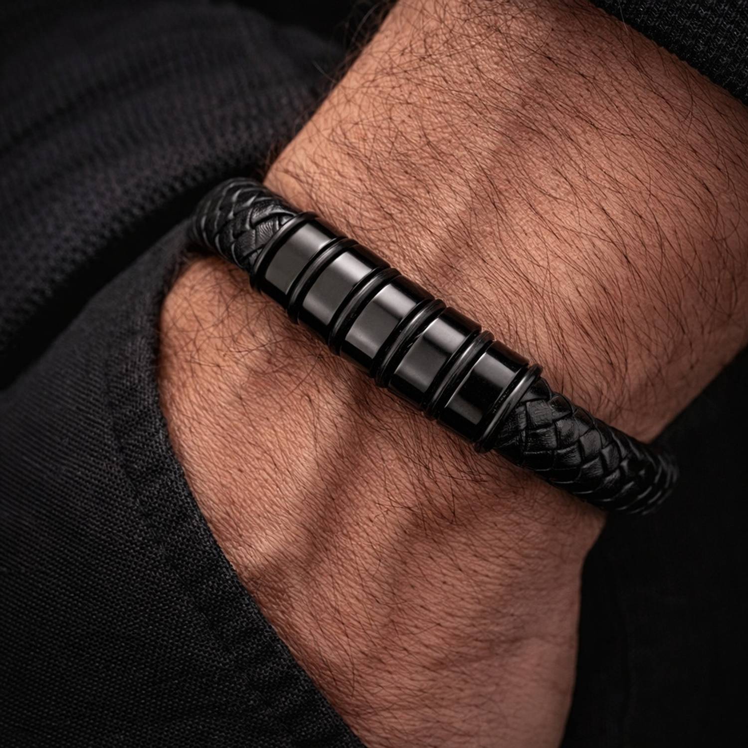 Rgulus Leather Rhodium Bracelet - Image 2