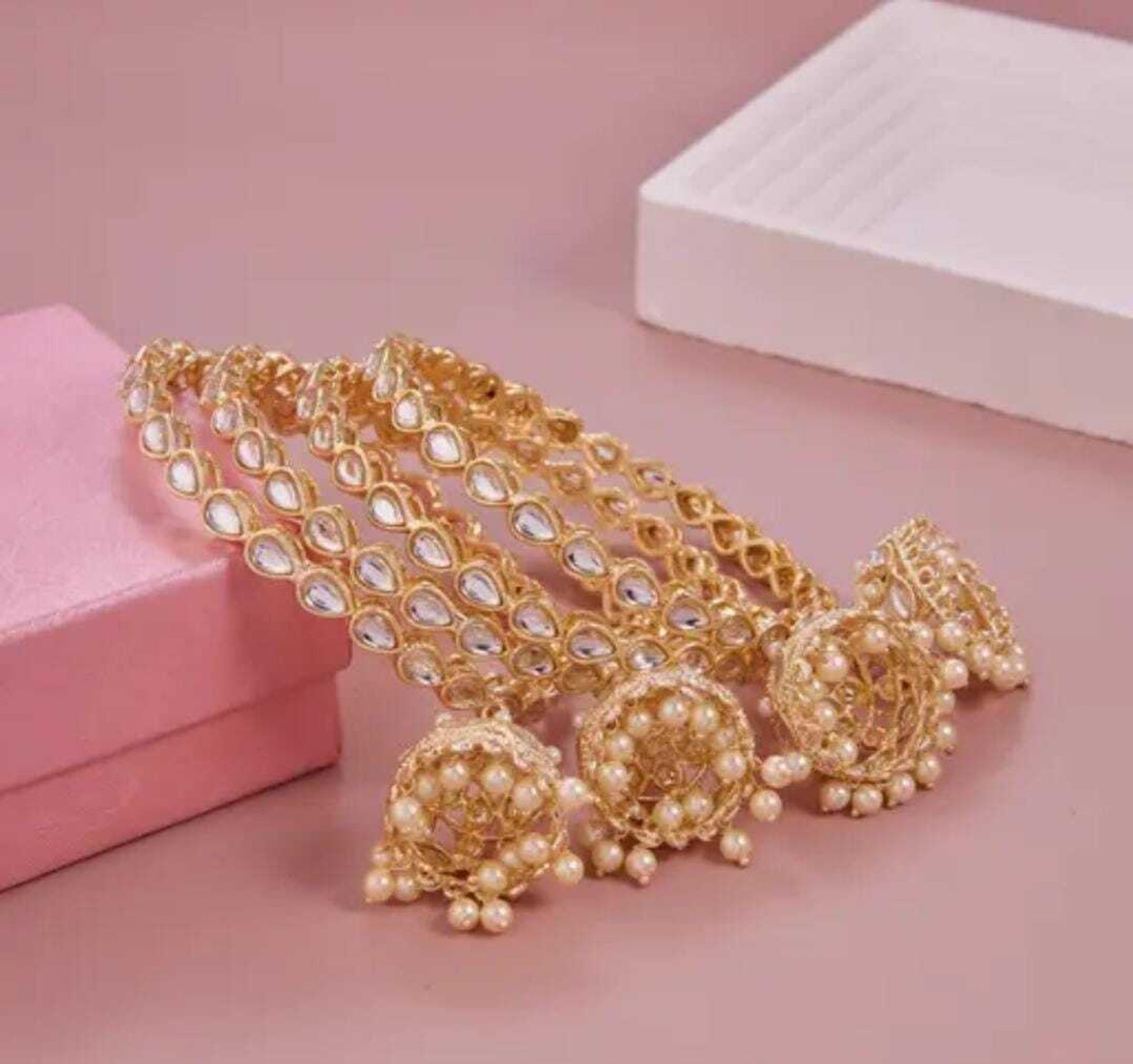 Image of Dulhan Alloy Crystal Gold-plated Kada