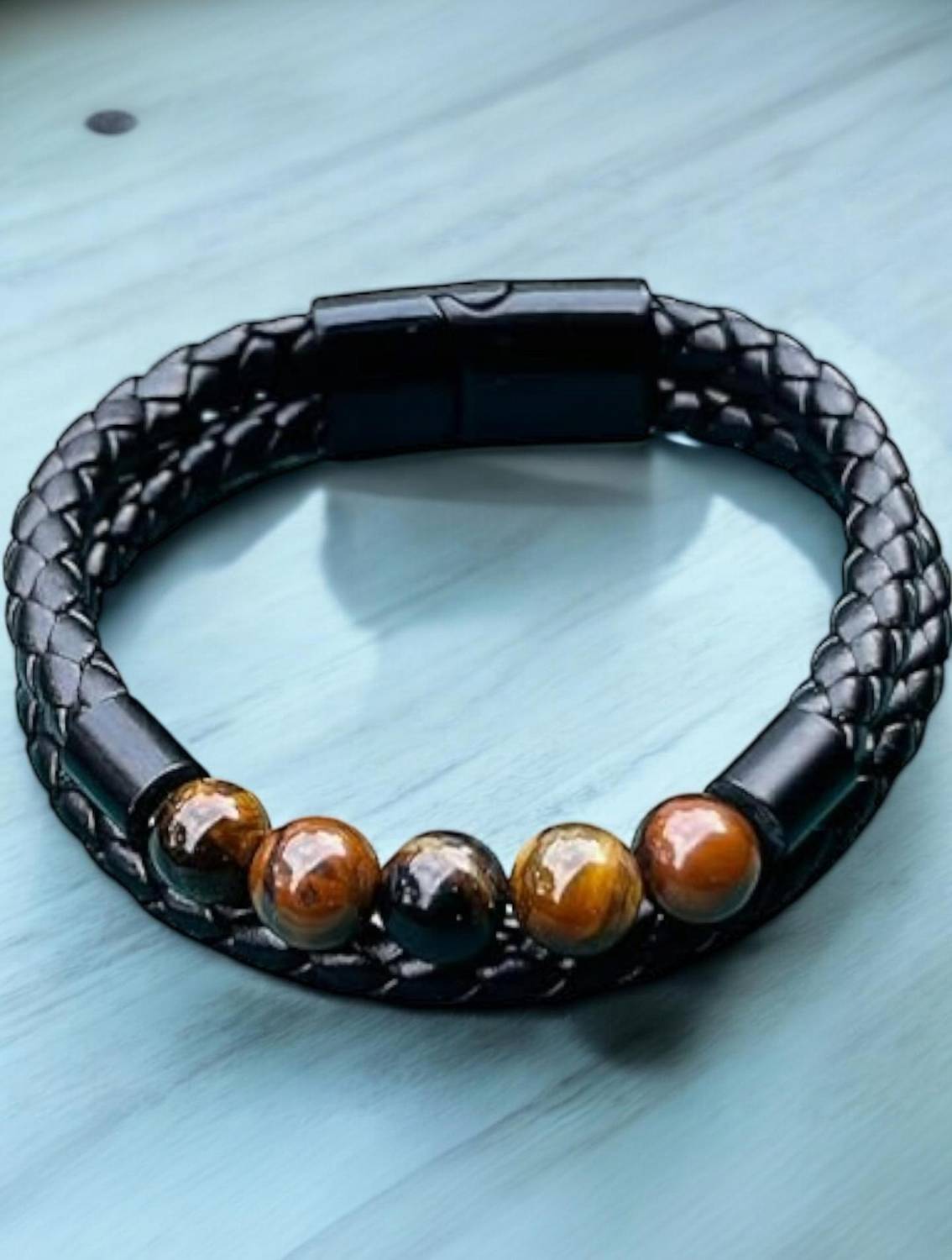 19th July Jewels Tiger's Eye, Leather Bracelet