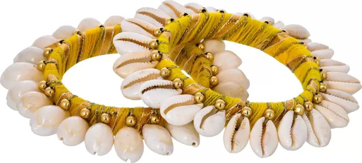 ACCESSORIZEME Shell Brass Bangle Set