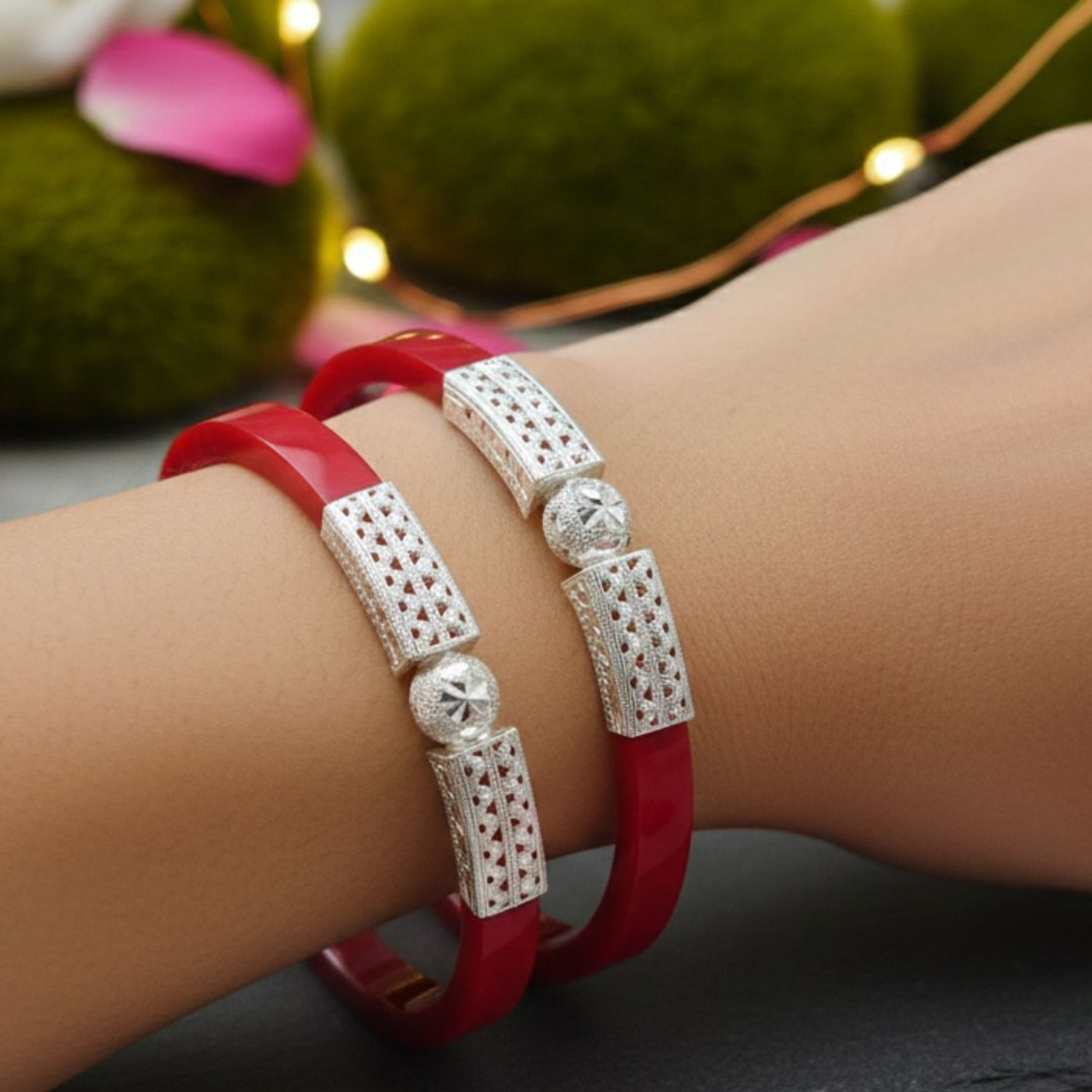 Image of Parasmoni Silver Bangle Set