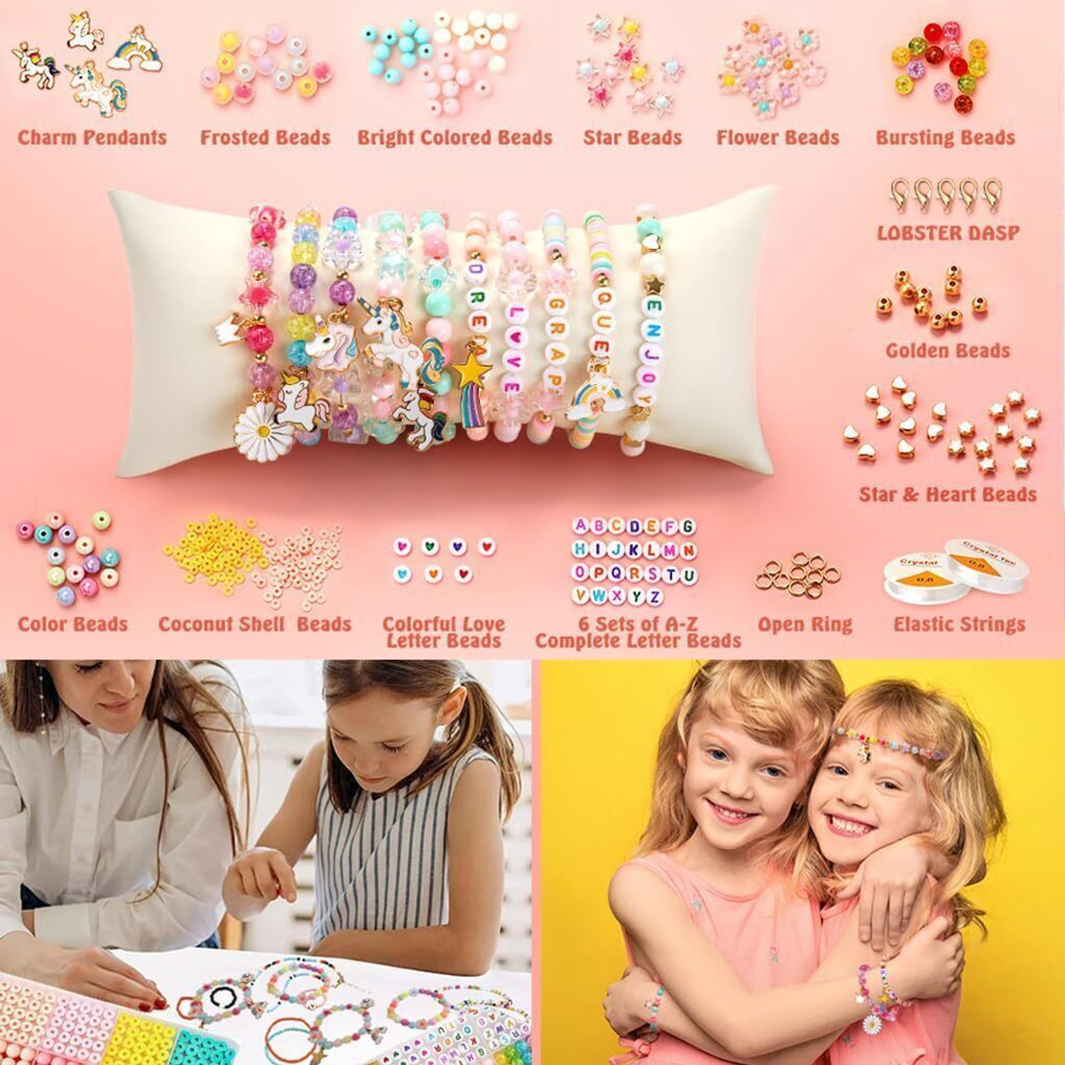Image of Vervita Bracelet Making Set,Clay Beads Kit,Macaron Color Beads Bracelet Making for Girl