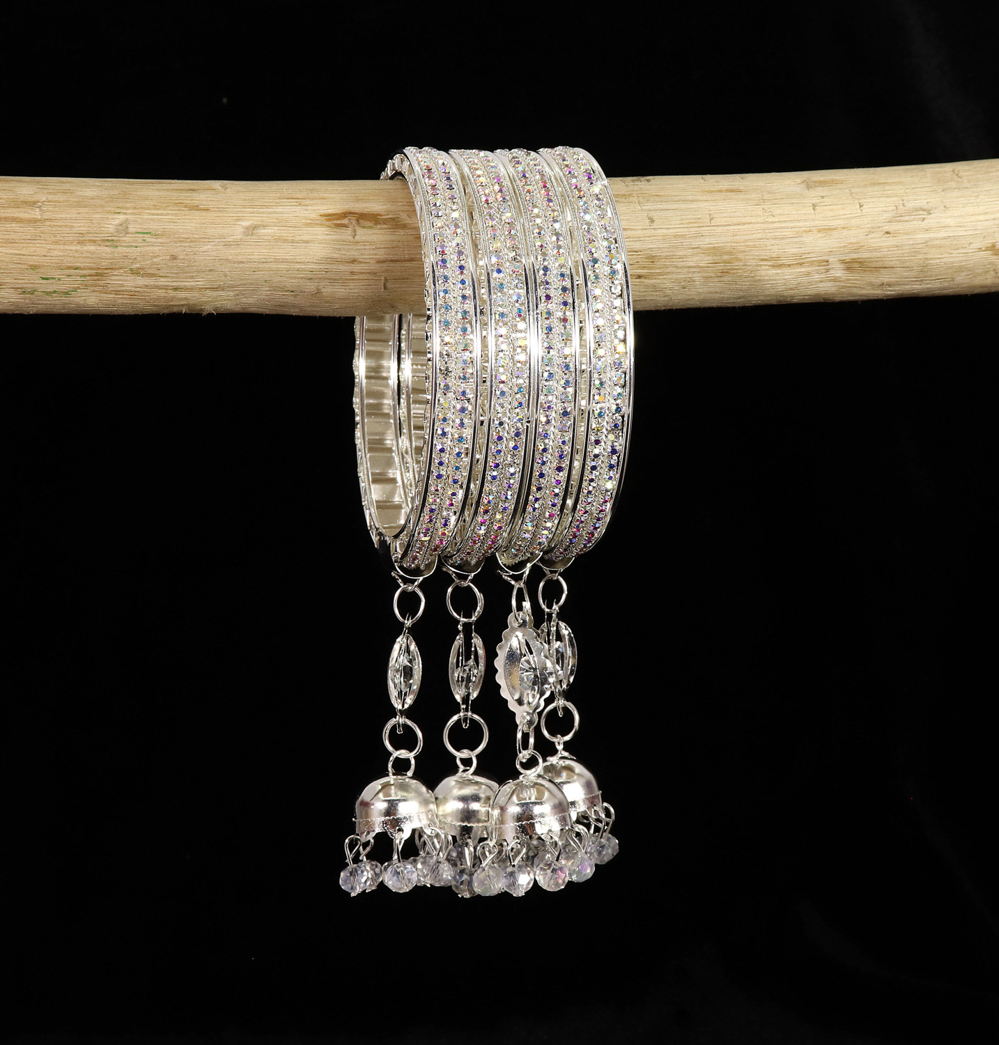 Image of LAVAZZA Metal Diamond Silver Bangle Set