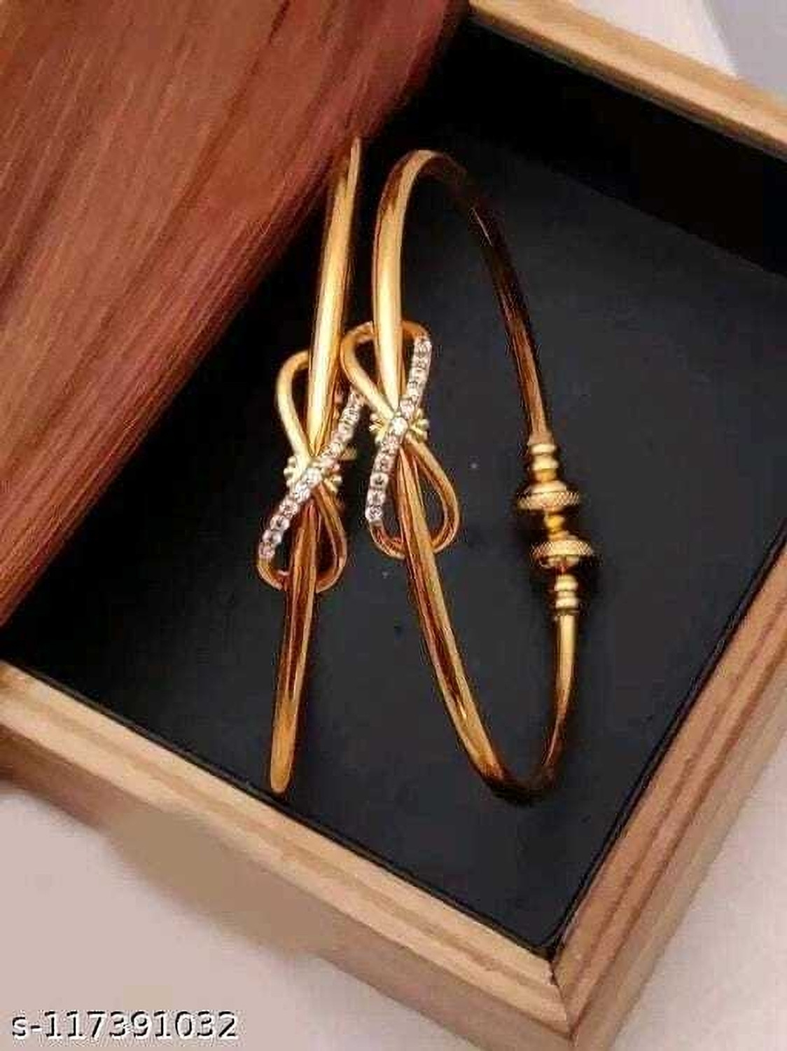 Image of Arti creations Brass Cubic Zirconia Gold-plated Bangle Set