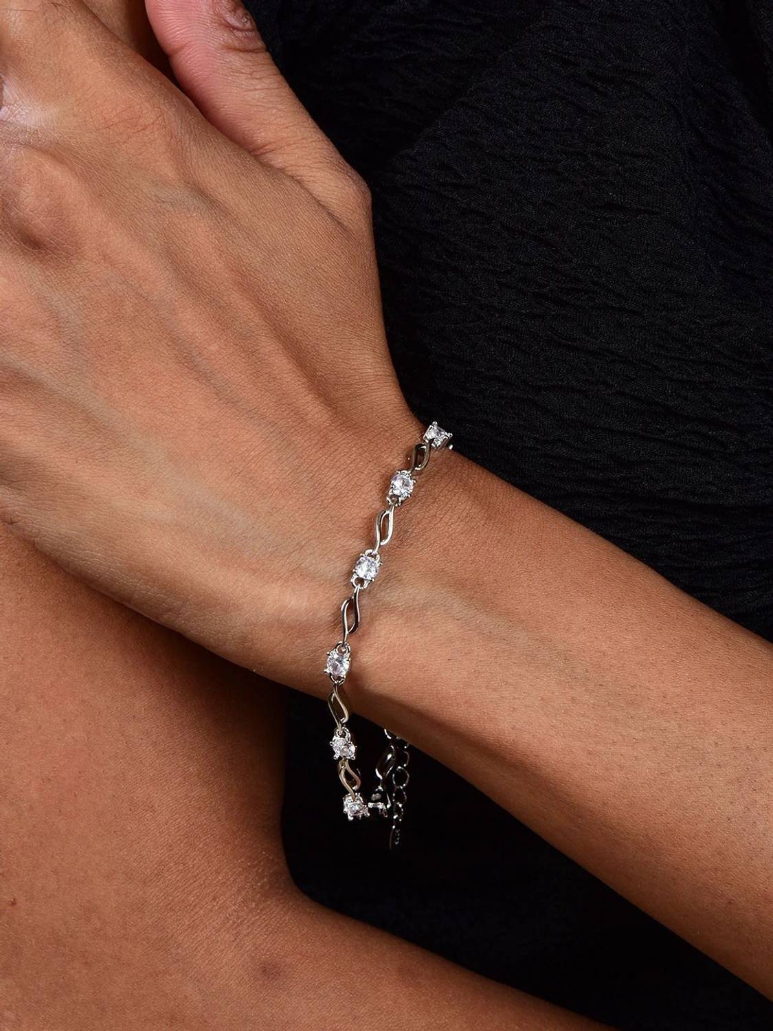 Nilu's Collection Alloy Sterling Silver Bracelet - Image 4