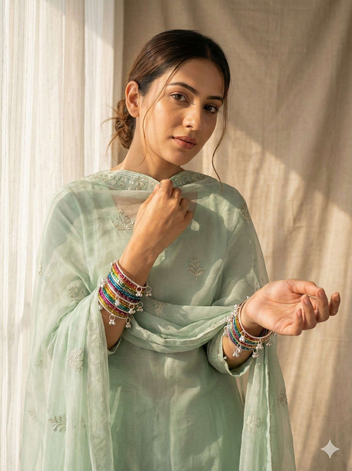 Image of MM Jewels Metal, Glass Bangle Set