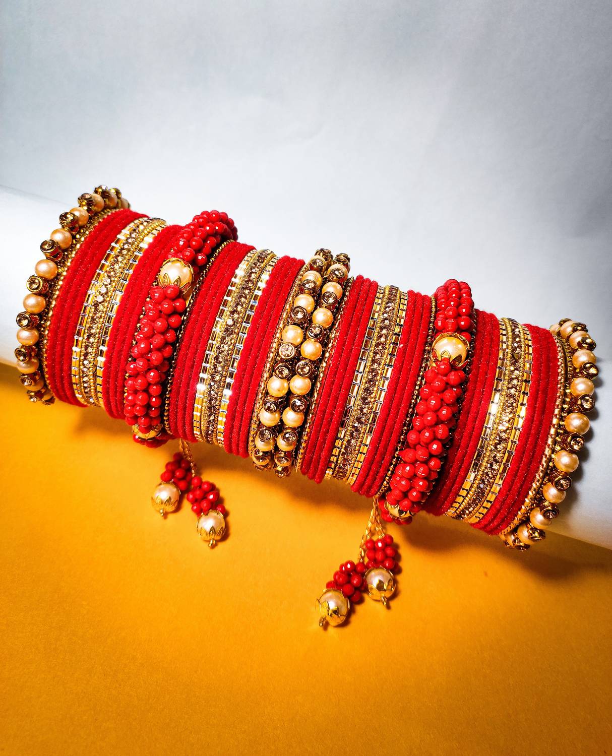 Amika Metal Beads, Zircon Bangle Set