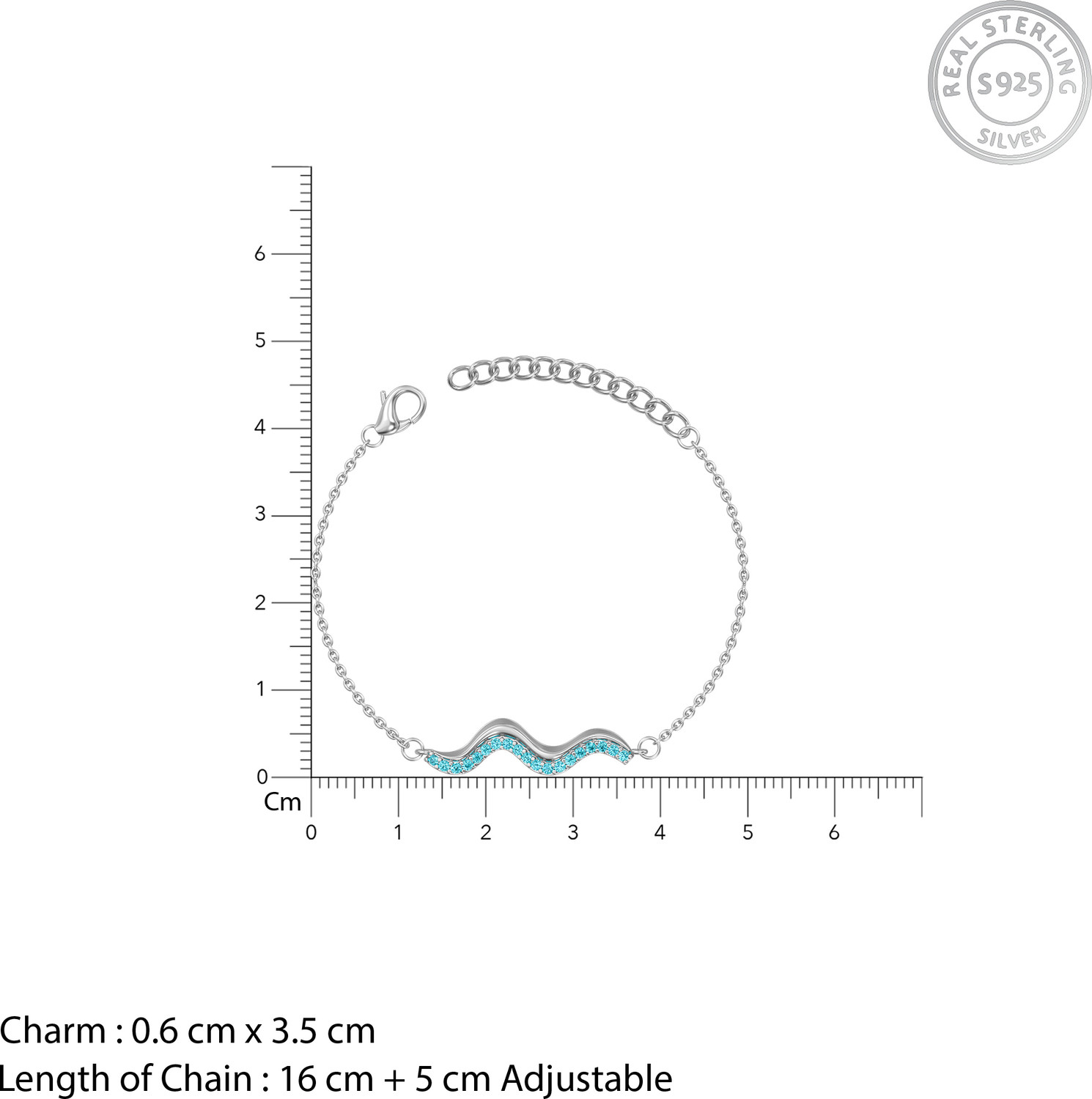 Image of GIVA Sterling Silver Turquoise Rhodium Bracelet