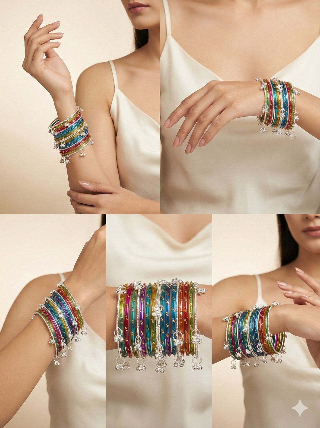 Image of MM Jewels Metal, Glass Bangle Set