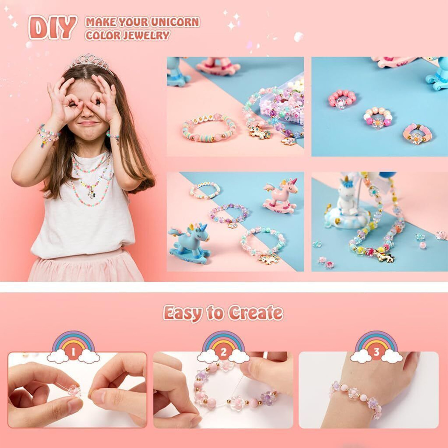 Image of Vervita Bracelet Making Set,Clay Beads Kit,Macaron Color Beads Bracelet Making for Girl