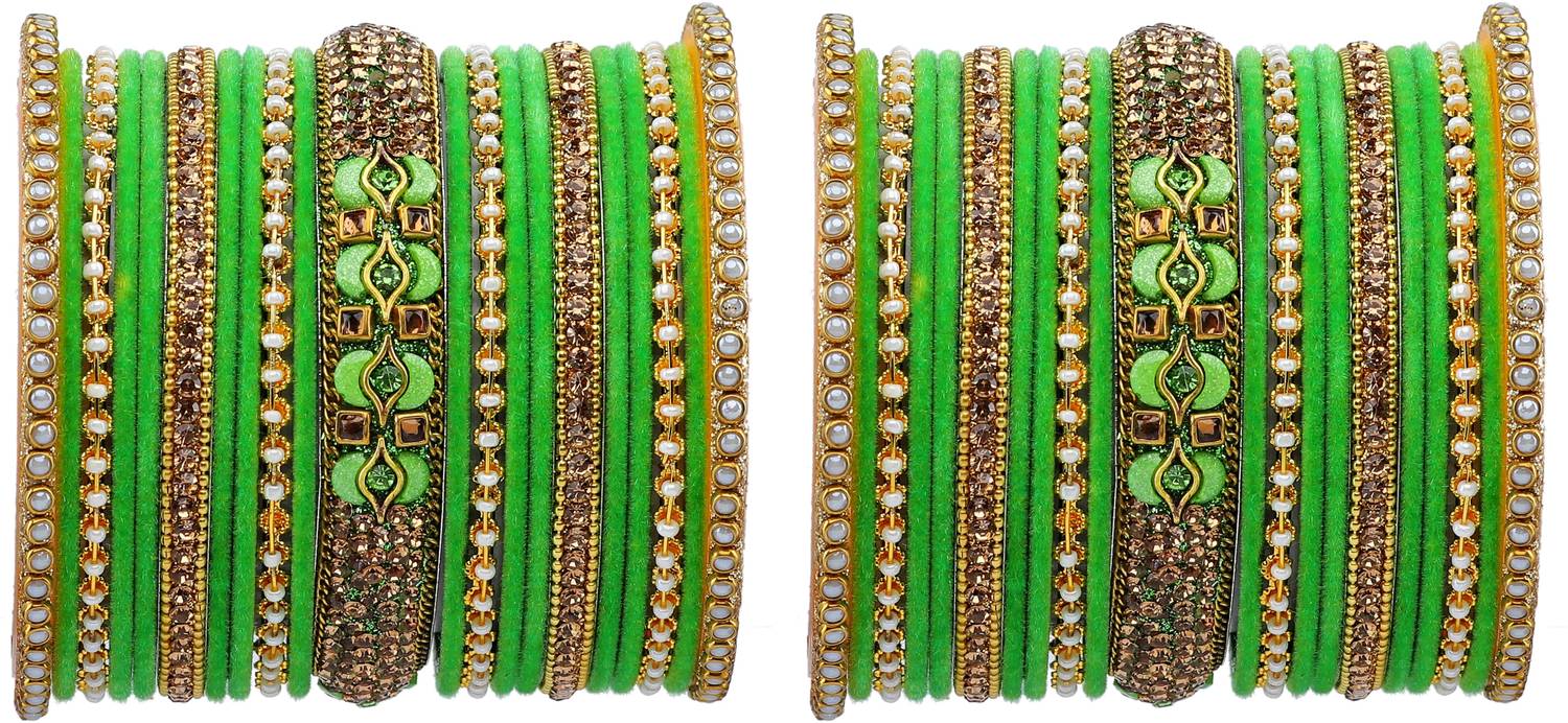 GLIKA Metal Beads, Pearl, Zircon Gold-plated Bangle Set