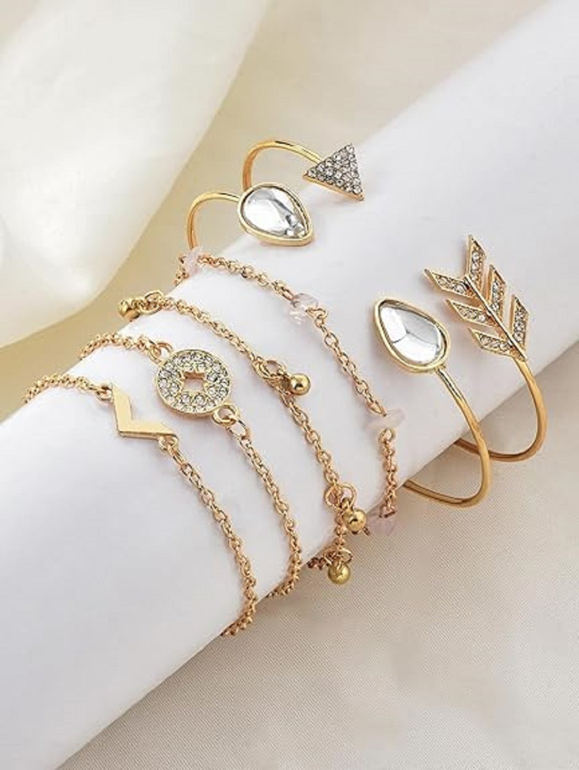 Image of TheVineGirl Alloy Cubic Zirconia Gold-plated Bracelet Set
