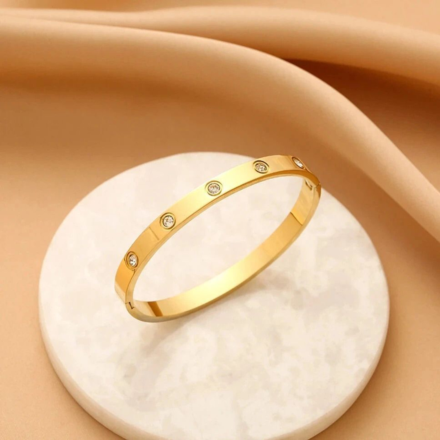 Image of Royatto Stainless Steel Cubic Zirconia Gold-plated Bracelet