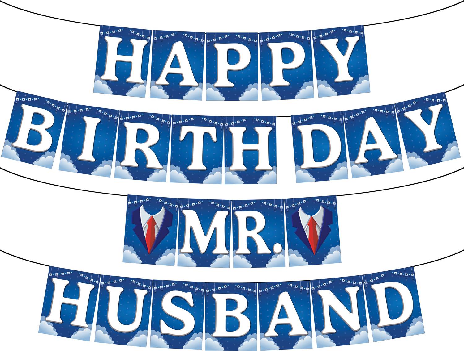 1iAM Happy Birthday Party Decoration For Husband -"HAPPY BIRTHDAY MR. HUSBAND" Paper Banner