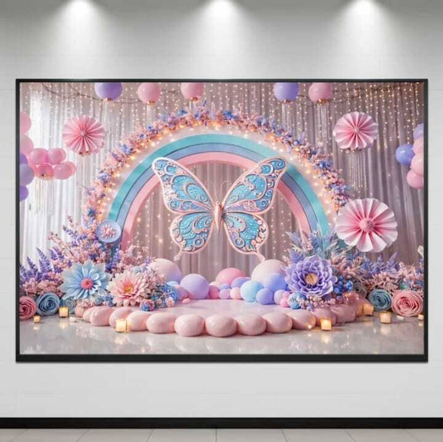 ADISHA FASHIOAN 120 PINK BLUE BUTTERFLY BACKDROP Banner