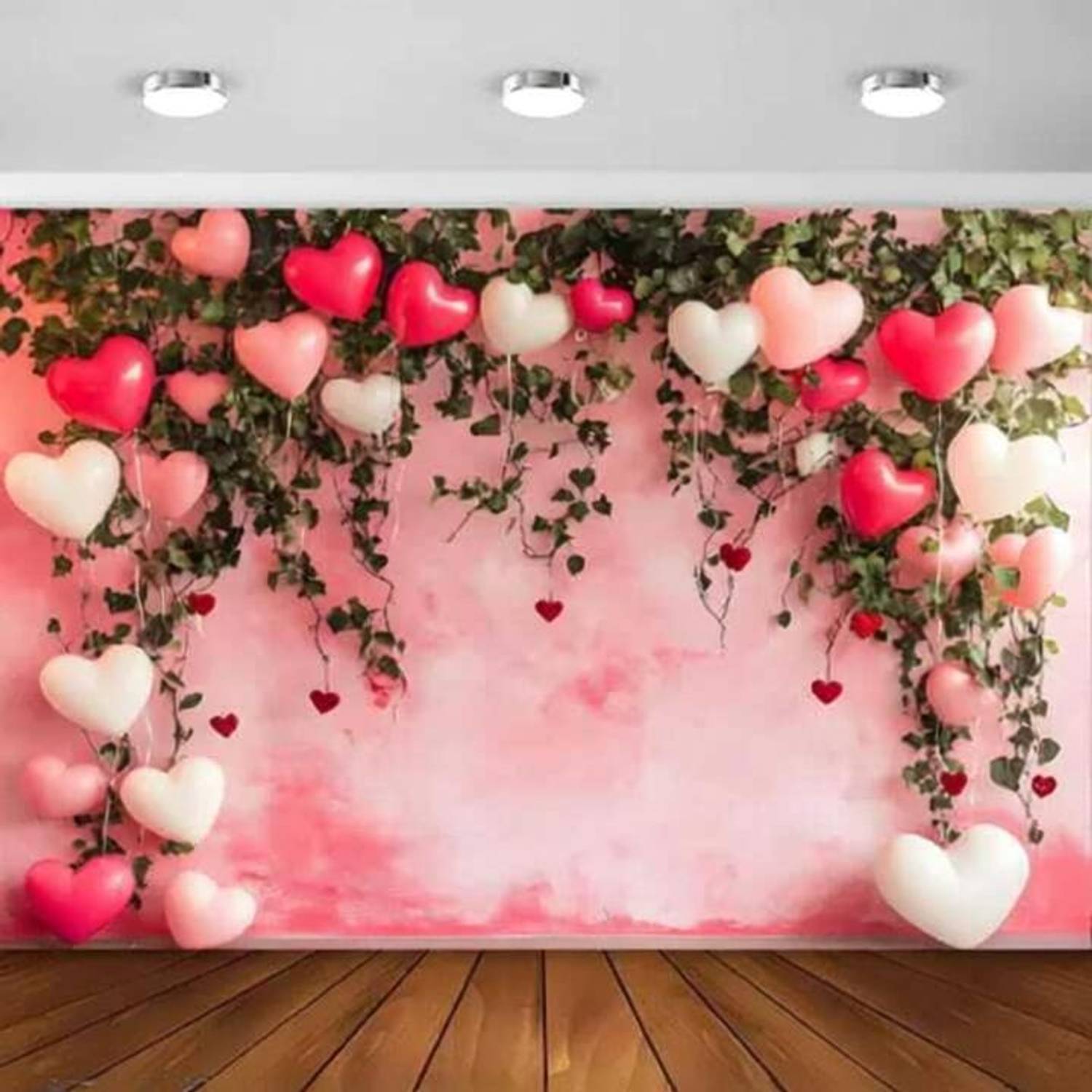 ADISHA FASHIOAN 112PINK HEART BALLOM BACKDROP Banner