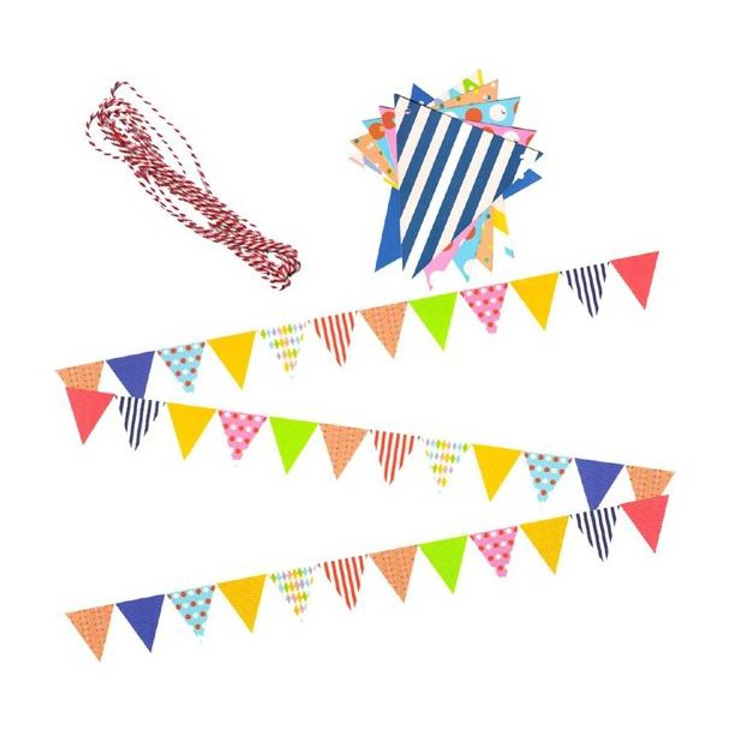 AMFIN Party Bunting Flags Banner for Birthday Decoration, Decoration for Weddings, Engagement, Baby Shower, 1st Birthday, Anniversary Party, Bachelors Party, Office Party, Christmas & New Year Celebration - Multicolor Banner