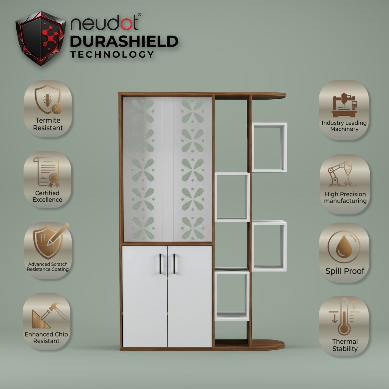 Image of NEUDOT Baileys | Bar Unit with Storage | Living Room Cabinet | Liquor Rack for Home | Engineered Wood Bar Cabinet