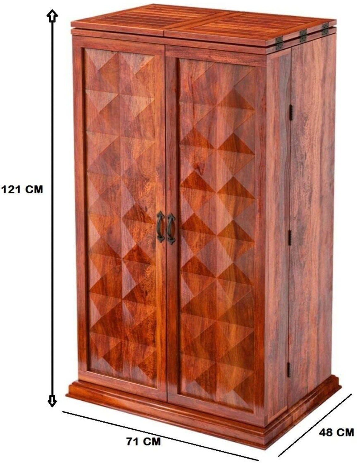 Image of HUDDA Hudda Solid Wood Bar Cabinet - Elegant Home Liquor Storage Solid Wood Bar Cabinet