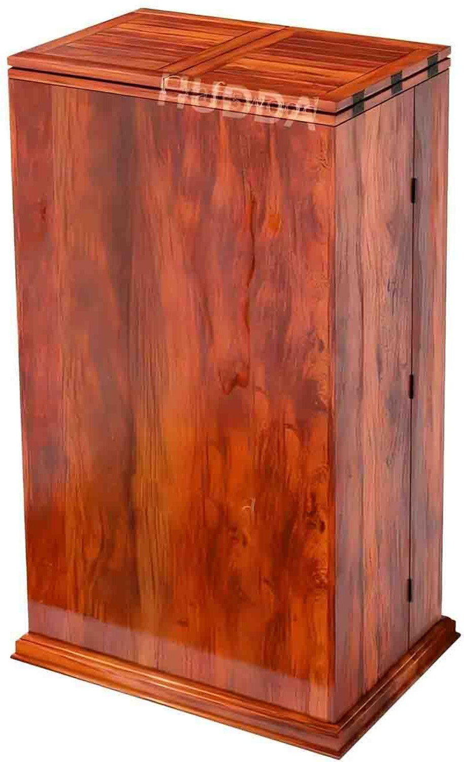 Image of HUDDA Hudda Solid Wood Bar Cabinet - Elegant Home Liquor Storage Solid Wood Bar Cabinet