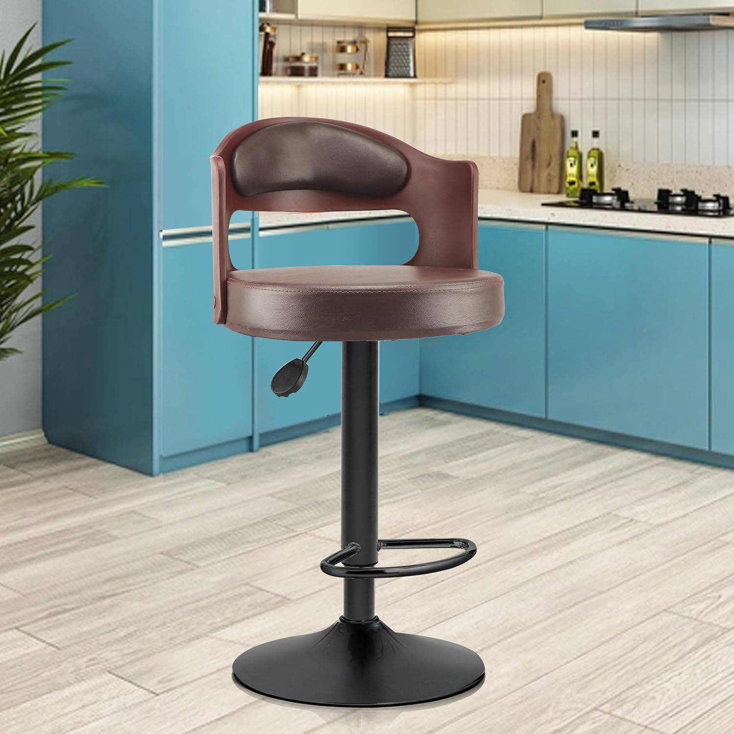 ASTRIDE Amica High Bar Chair/Stool in Brown,2 Years Warranty,Rust-Proof Heavy Duty Base Plastic Bar Stool