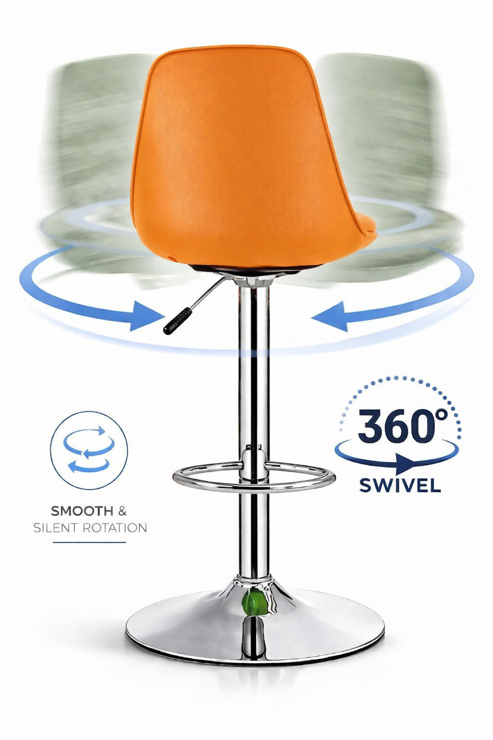 Image of MAESTRO SEATING SYSTEMS Adjustable Metal Bar Stool Chair with Swivel Seat, Adjustable Height Bar Chair Leatherette Bar Stool