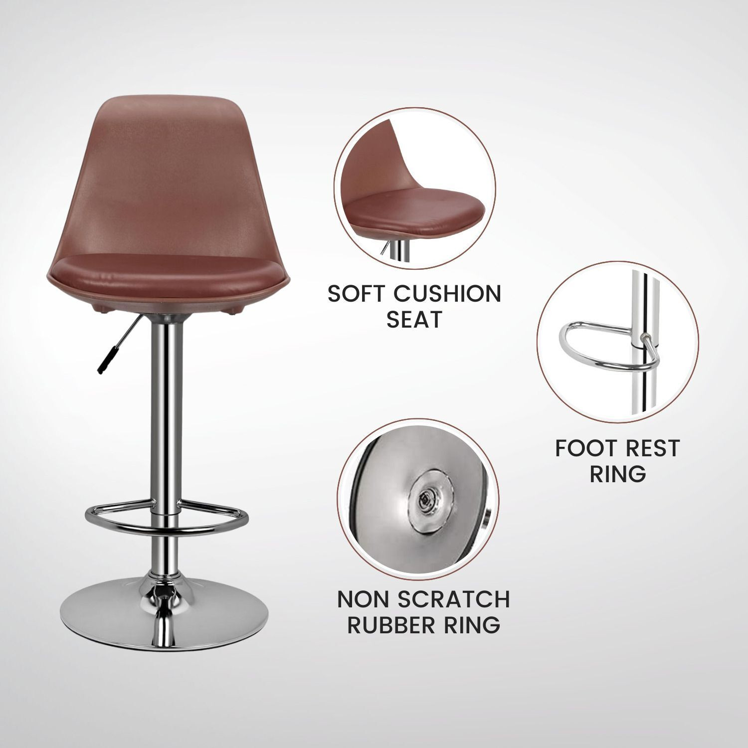 Image of ACTIVA Rapid Bar Stool with Adjustable Height|Swivel Metal Stool Chair For Bar /Cafe| Metal Bar Stool