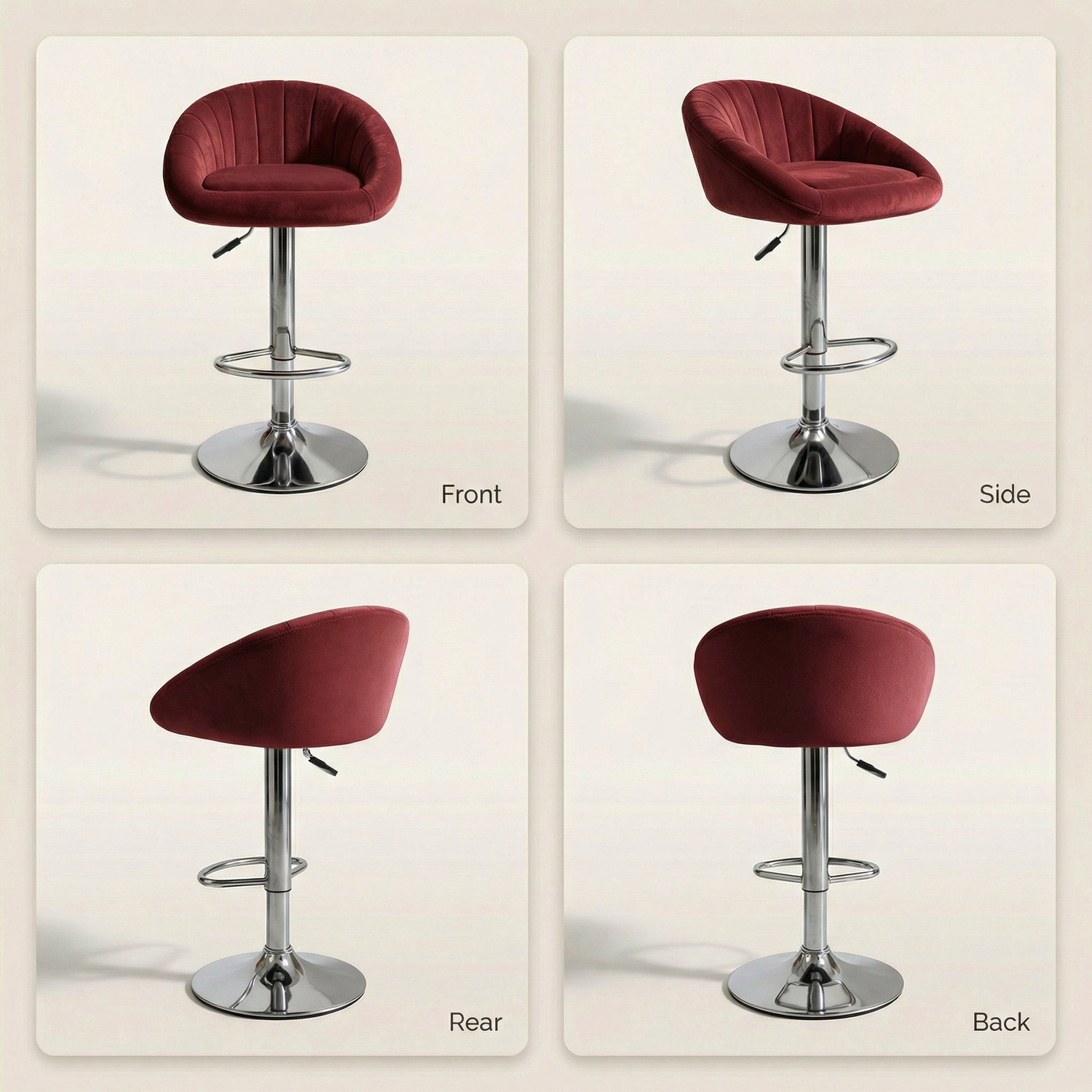 Image of SEATFIT Adjustable Swivel Bar Chair with Cushioned Seat for Kitchen & Bar Solid Wood Bar Stool