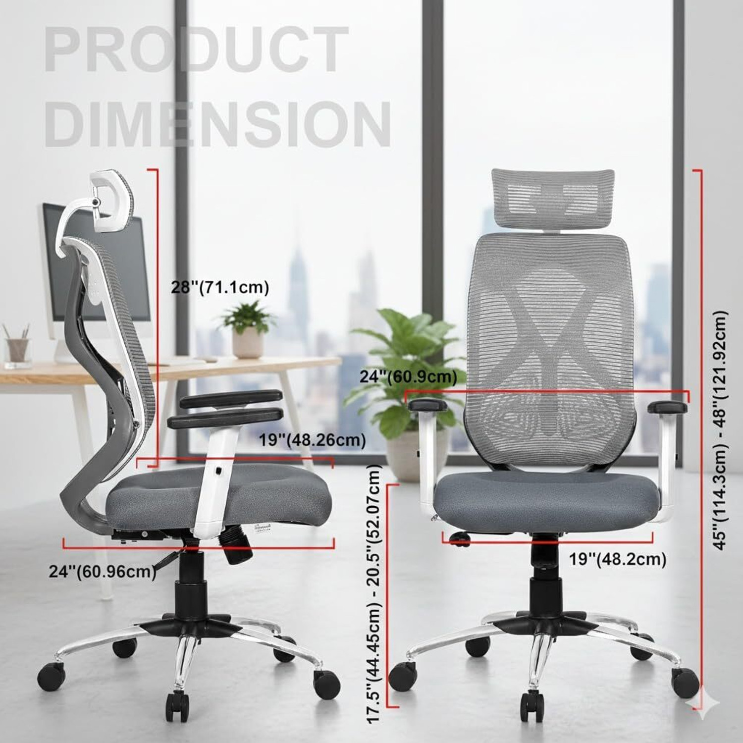 Image of NGFC - SITTING ENVIRONMENT SOLUTIONS Ergonomic Office Chair with Adjustable Lumbar Support, Breathable Mesh Back Foam Bar Chair