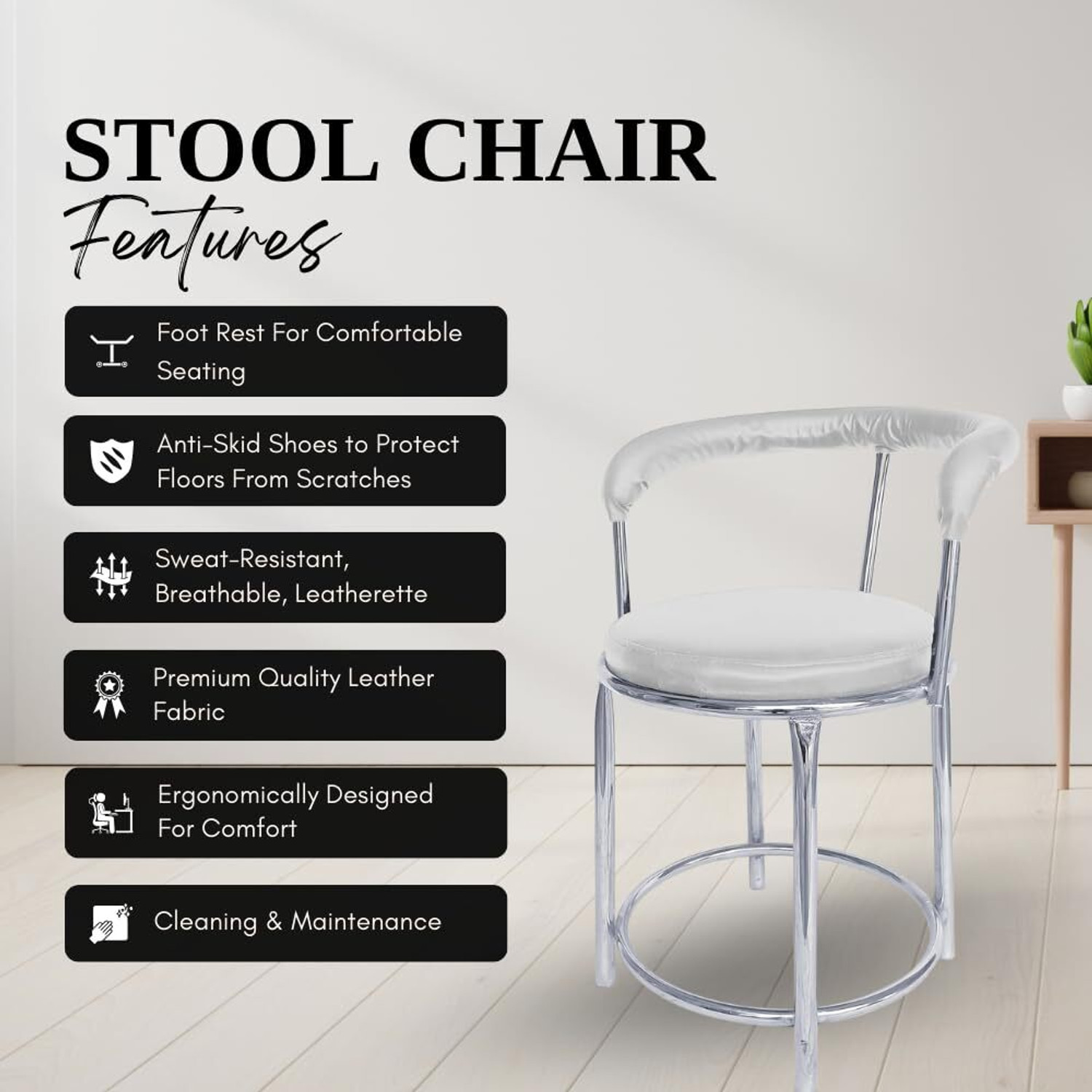 Image of ACTIVA 173 Stool with Comfortable Cushion Seat|Chrome Steel Frame Chair For Outdoor Use Metal Outdoor Chair