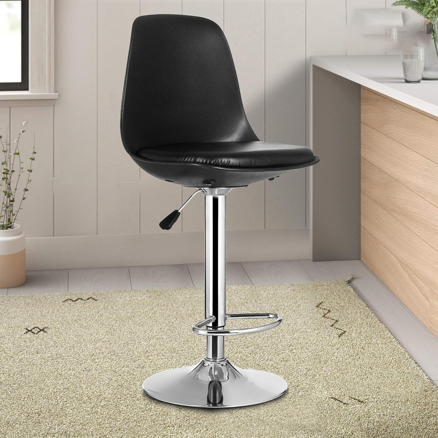 Image of NITYAM Premium Quality Kitchen Bar Stool Chair With Adjustable Height Metal Bar Stool